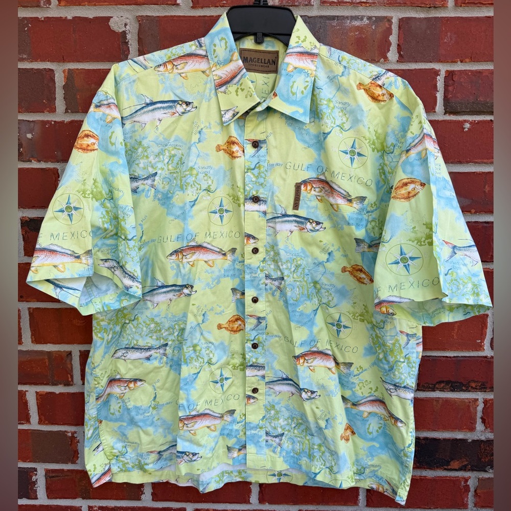 Magellan Outdoors Gulf Mexico Saltwater Short Sleeve Vented XL Fishing Shirt M7
